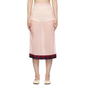 메종마르지엘라 스커트 핑크 쉬폰 미디 스커트 241168F092003
