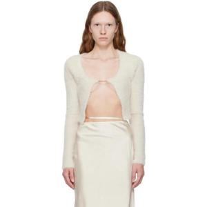 쟈크뮈스 가디건 오프 화이트 르 파피에 라 마이유 네브 망슈 롱그 가디건 232553F095012