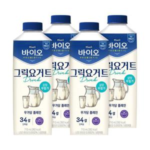 [매일유업]매일 바이오 그릭요거트 드링크 무가당 플레인 710ml 4개
