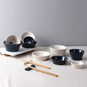 크라운포드 크림엔네이비 플레이팅식기 2인세트 14P