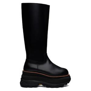 사카이 롱부츠 블랙 카프스킨 롱 부츠 242445F115000