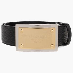 25 FW 돌체 앤 가바나 로고 플라크 펀치 홀 그레인 레더 버클 벨트 BC4676 AX622 80999