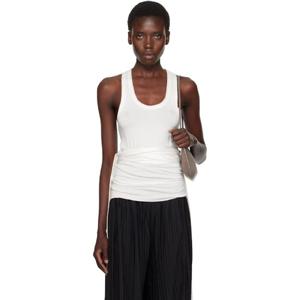 25 FW 아론 애쉬 여성 화이트 새틴 타이 저지 탱크탑 251678F111001