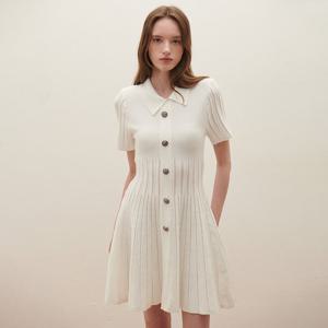 [SATIN] 카라형 플레어 니트 원피스 O252T980