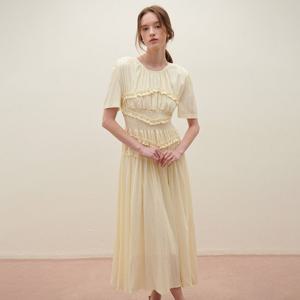 [SATIN] 프릴 롱 원피스 O252T682