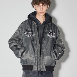 [버커루]남성 피그먼트 후드 탈부착 패딩 항공점퍼 B244JP370P