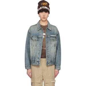 BAPE 청자켓 블루 디스트레스 트러커 데님 재킷 242546M177003