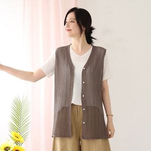 [웬디즈갤러리]조이 스카시 니트 단추 롱조끼 RKN124