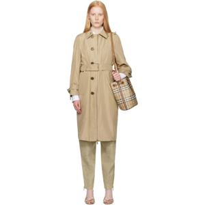 25 FW 버버리 여성 베이지 싱글 브레스트 실크 트렌치 코트 251376F067006