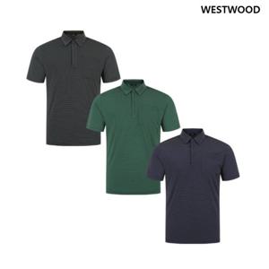 [웨스트우드] 남성 잔스트라이프 반팔 카라 티셔츠_WP2MTTP445