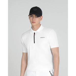 헤지스 골프 25SS 화이트 남성 팀스포츠 메쉬조직 반팔 카라 니트 HUSW5B411OW