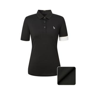 헤지스 골프 여성 25SS 블랙 여성 냉감 카라 반팔 티셔츠 HWTS5B311BK