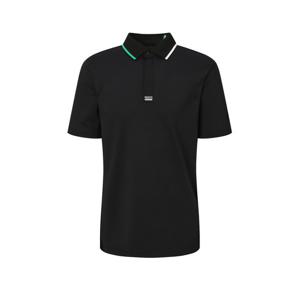 헤지스 골프 25SS 블랙 남성 메쉬 스트라이프 프린트 반팔 카라티 HUTS5B411BK