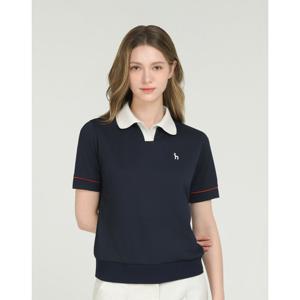 헤지스 골프 여성 25SS ONLINE EXCLUSIVE네이비 여성 라인 포인트 반팔 카라 티셔츠 HWTS5B904N3