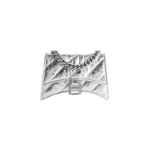 발렌시아가 크러쉬 미니 체인 백 메탈라이즈드 퀼티드 실버 772105210IW8110