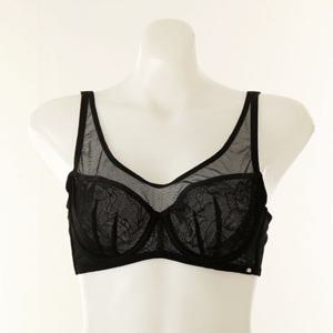 [와코루] CD컵 자카드 헴 홑겹 풀메이크업 브라 (WBR1962C-BK SK)