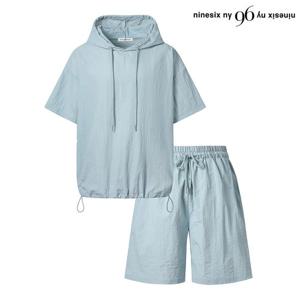 [나인식스뉴욕]후드 스트링 반팔 숏 팬츠 셋업 (NP2OW017L0)