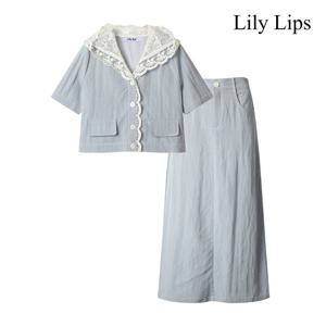 [릴리립스]레이스 후드 카라 데님 투피스 (YL5OP001)