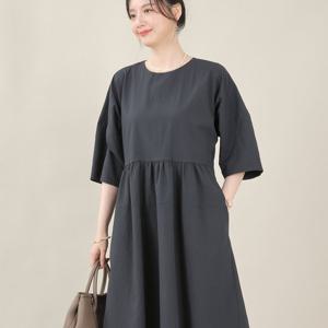 애비뉴투지 엄마옷 시어서커 지지미 여름 셔링 플레어 7부 원피스 K06550