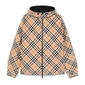 버버리 체크 패턴 후드 집업 블루종 8104102 SAND