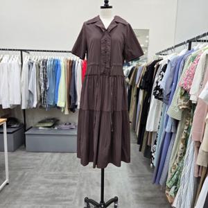 [ab.f.z]AFZ3QO32/여름 허리 스트링 바스락 시원한 카라 롱 원피