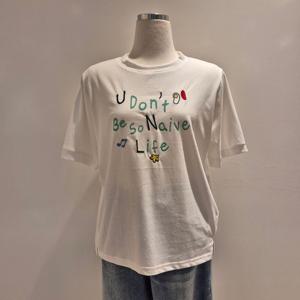 [꾸즈]자수 레터링 티셔츠(CS653T6)