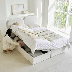 아씨방가구 라핀스 부부트윈 패브릭 빅수납 호텔식 리프트업 킹침대 K(독립)