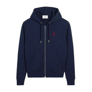 아미 스몰 하트 로고 루프백 코튼 후드집업 네이비 BFUSW435 730 430