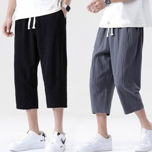 [리빌모아]남자 여름 린넨 허리밴딩 7부 얇은 바지 SD-PTS-SURK1