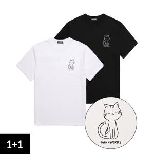 [밴웍스][2PACK] 고양이 반팔 티셔츠 (VS0026S)