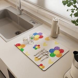 [포유매트]포유 하트 플라워 규조토 드라잉매트 식기건조매트