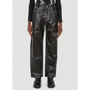 25 FW 이티스 벤츠 Benz 비건 레더 탑스티칭 팬츠 블랙 A039013