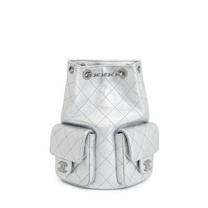 [엘러브] 샤넬 25C 투포켓 백팩 실버 빈티지은장 램스킨 5ET0844