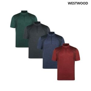 [웨스트우드] 남성 아웃도어 프린트 반팔 집업티셔츠_WP2MTTS323