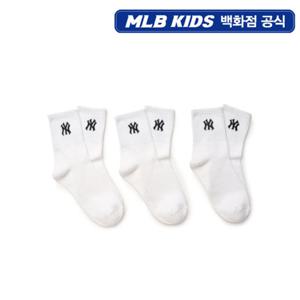 [MLB키즈PG] 베이직 단목 양말 3번들 (7ASOB035N-50WHS)