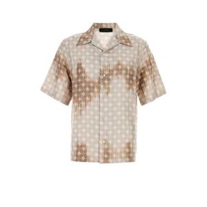 아미리 남성 베이지 Satin 새틴 프린티드 반팔 셔츠 AMSTCA1110 CAMEL