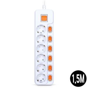 멀티탭 메인 개별 과부하차단 멀티코드 6구 1.5M 16A