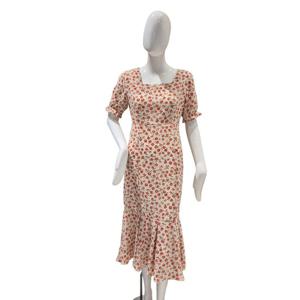 [파파야]스퀘어 플라워 원피스(PNPROP043B)