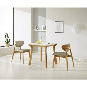 데코라인 라운지 2인용 고무나무 원목 세라믹(의자2) 식탁세트 테이블 원룸 방문설치