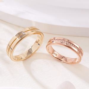 [비앤비골드] 14K 큐빅 슬릿 컷팅 커플링 반지 세트 RCS41569