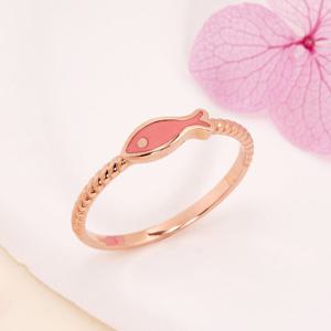 [비앤비골드] 14K 핑크 에폭시 물고기 꼬임 반지 L PNR41538