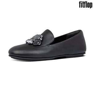 핏플랍 Dynamicush 레나 클러스터 로퍼 블랙 레더 여성 신발 AM3-001