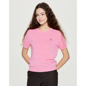 헤지스 여성 25FW SET-UP 린넨 블렌드 라운드넥 반팔 풀오버 핑크 HSSW5C604P2