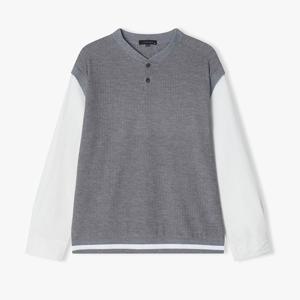 리버클래시 25S/S 그레이 헨리넥 텍스쳐 믹스 티셔츠 LLS41507