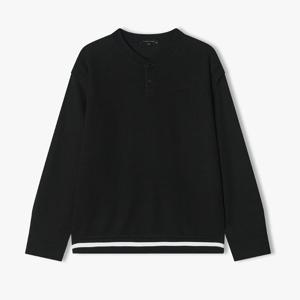 리버클래시 25S/S 블랙 헨리넥 텍스쳐 믹스 티셔츠 LLS41506