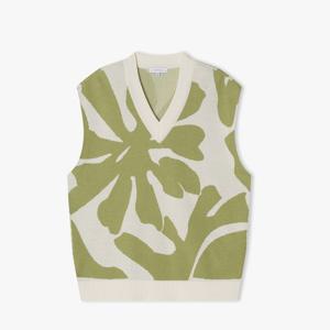 리버클래시 25S/S 아이보리 플라워 패턴 브이넥 니트 베스트 LLS51561