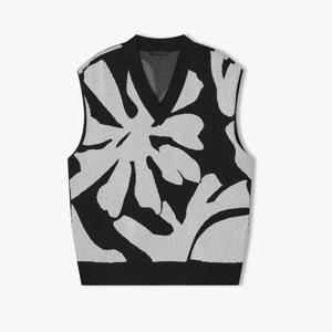 리버클래시 25S/S 블랙 플라워 패턴 브이넥 니트 베스트 LLS51560