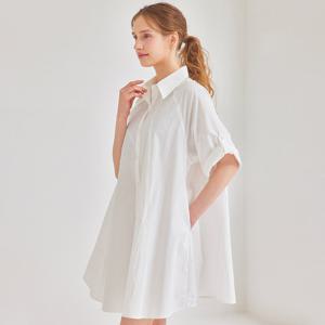 [매긴]롤업 슬리브 A라인 셔츠 원피스_PBMF5M1OP3380