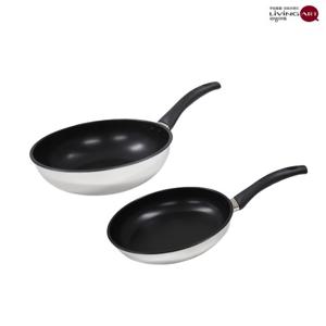 리빙아트 디오바코 IH티타늄코팅 스텐 후라이팬세트 2종E 후26+웍28