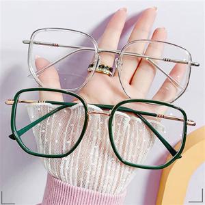 특이한 오버사이즈 스퀘어 얇은 투명 뿔테 호피 패션 안경테 블루라이트 차단 남자 여자